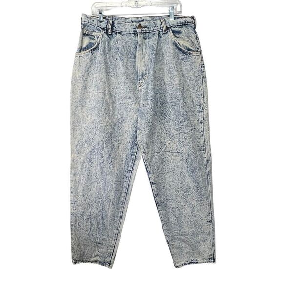 Vintage 1980s Expressions 14/16 Blue Acid Stone Wash High Rise Mom Jeans USA - Picture 1 of 16